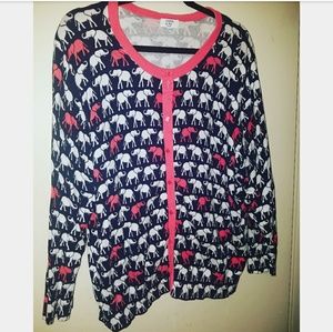 Crown & Ivy Elephant Printed Button Dow Cardigan